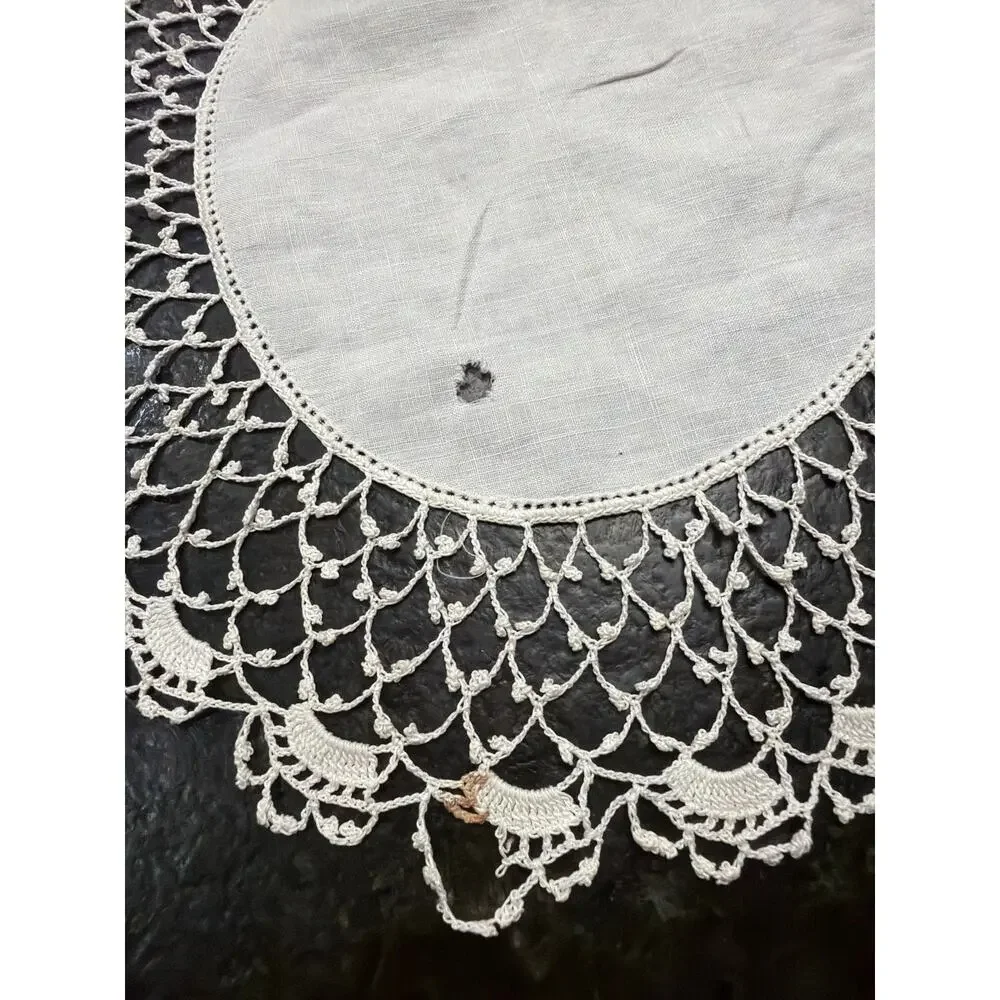 Set of 3 Vintage Hand-Crocheted White Doilies Linen Center Intricate Lacework